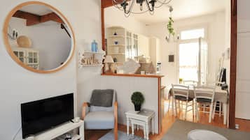 Smart TV, foosball, books