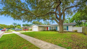 A residential property with a single-story house, a front yard, and a driveway. - Spacious 3 Bedroom 2 Bath Walk to Eagle Lake Park Fenced Yard (Clearwater)