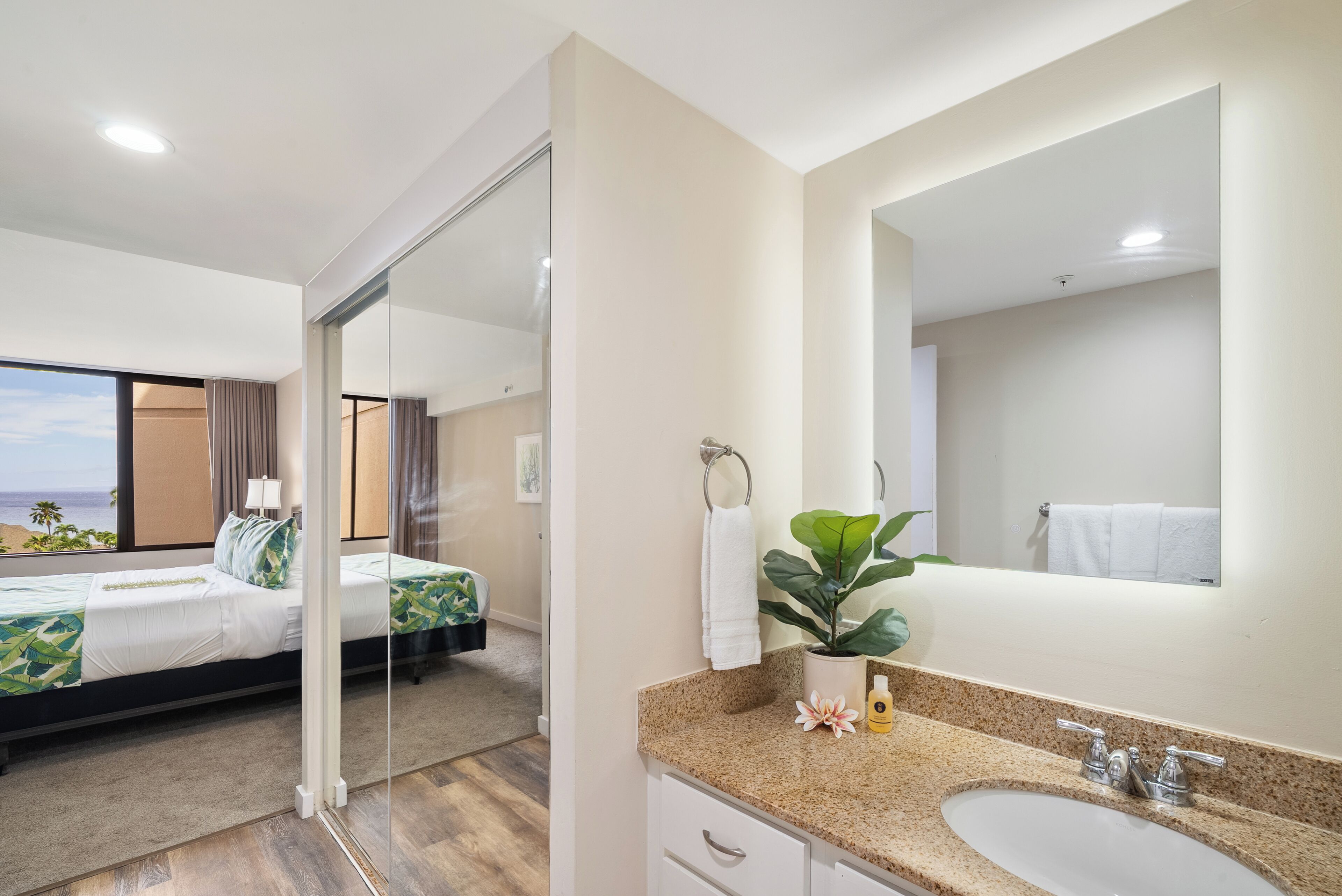 Combined shower/tub, hair dryer, towels, soap