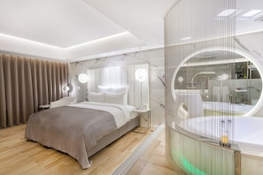 Quarto casal | Roupas de cama premium, frigobar, Wi-Fi de cortesia, roupa de cama