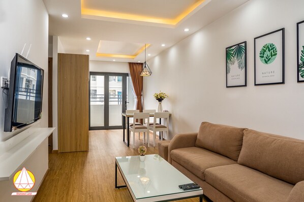 Apartment, 2 Bedrooms | Living room | Smart TV, pay movies - Diamond Apartment Bien My Khe (Da Nang)