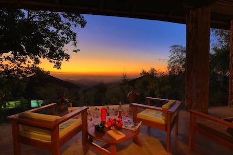 Outdoor dining. Mezena Resort and Spa