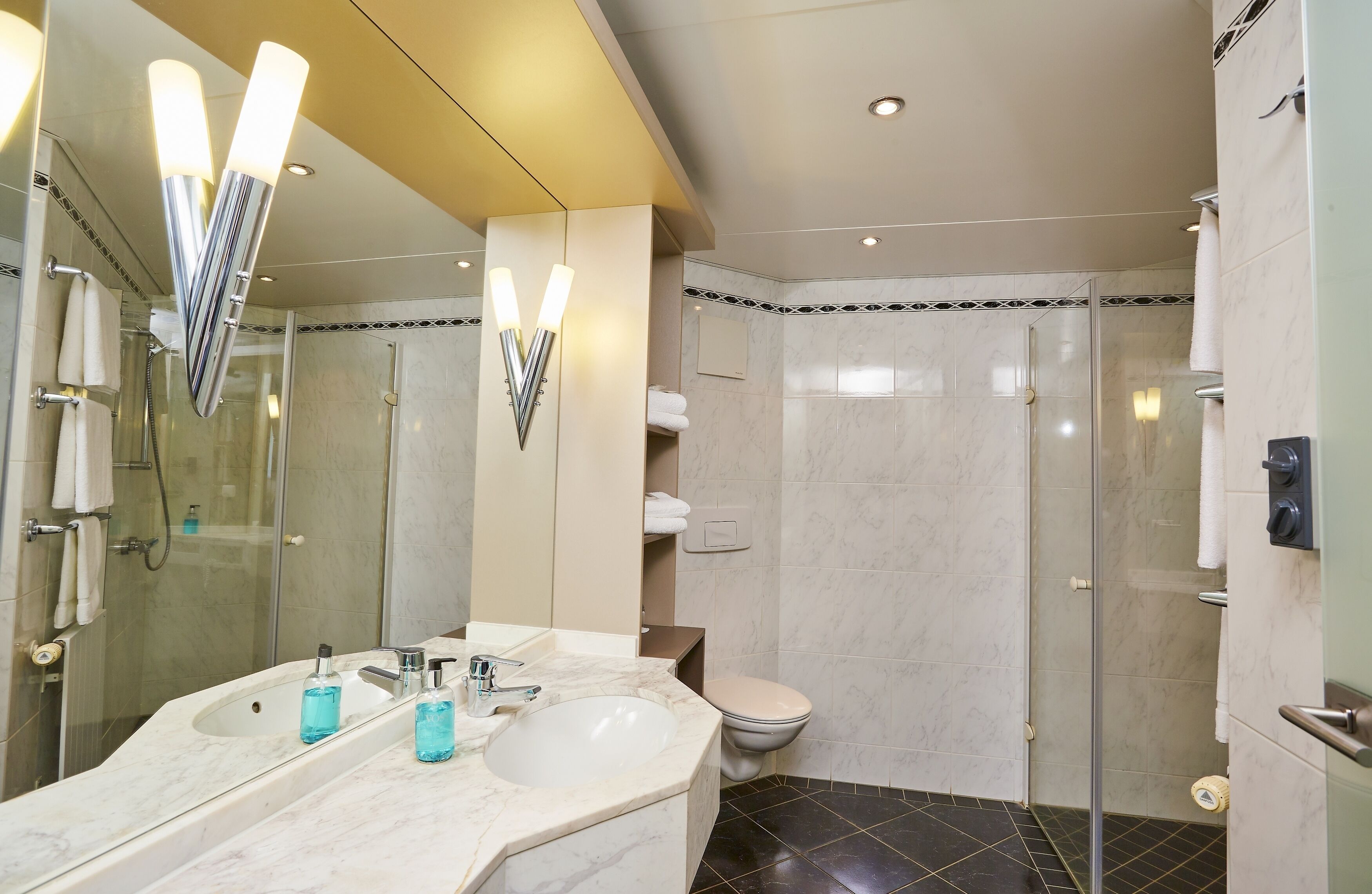 free toiletries, hair dryer, towels, soap