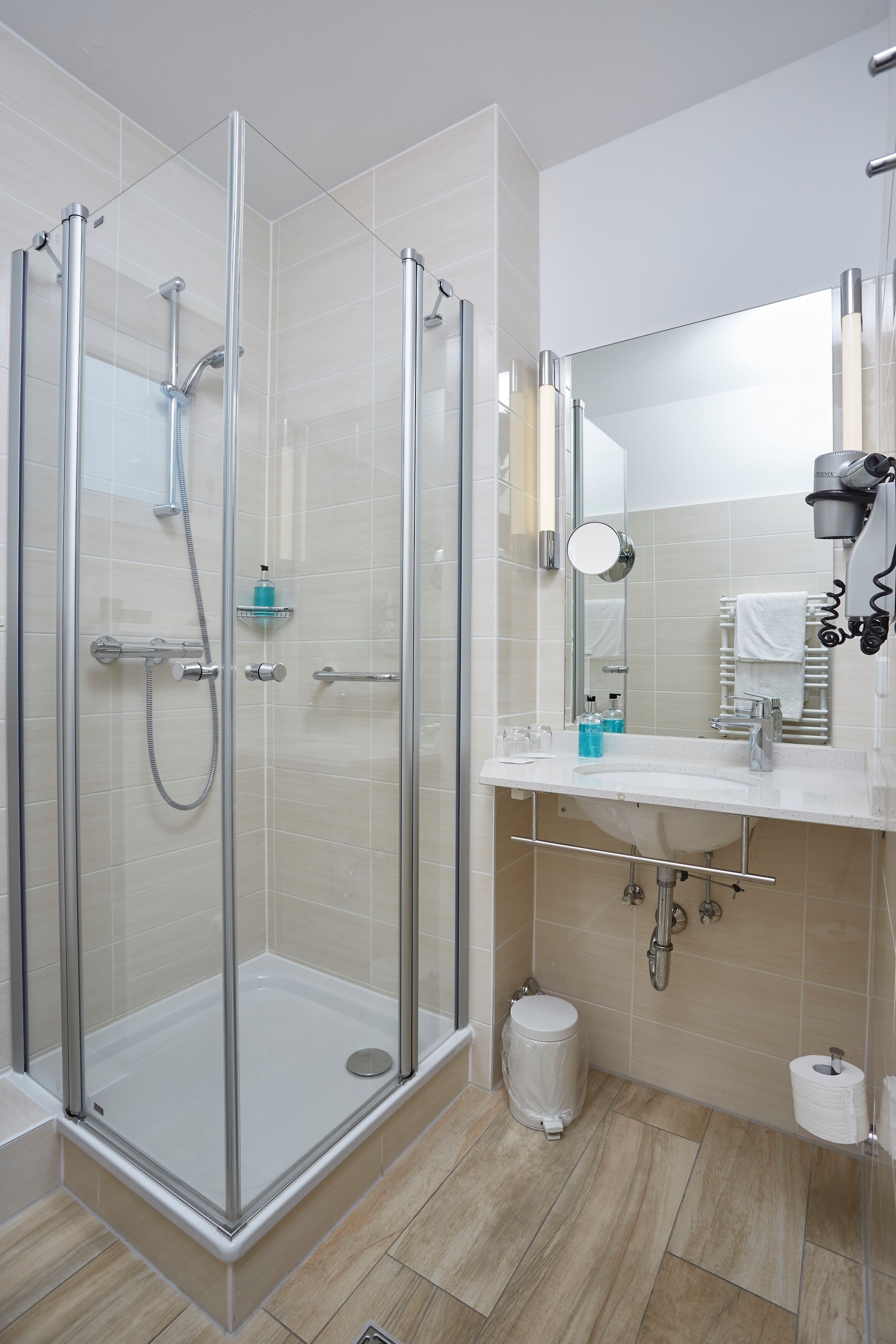 free toiletries, hair dryer, towels, soap