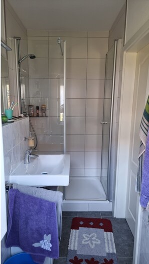 Shower, soap, toilet paper