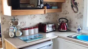 Sea View 1 Caravan | Private kitchen | Microwave, electric kettle