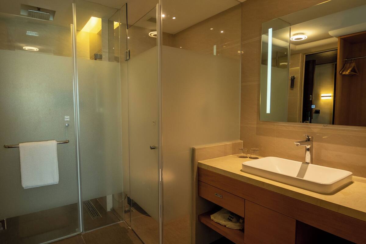 suite, 1 bedroom, non smoking | bathroom | shower, free toiletries, hair dryer, bathrobes