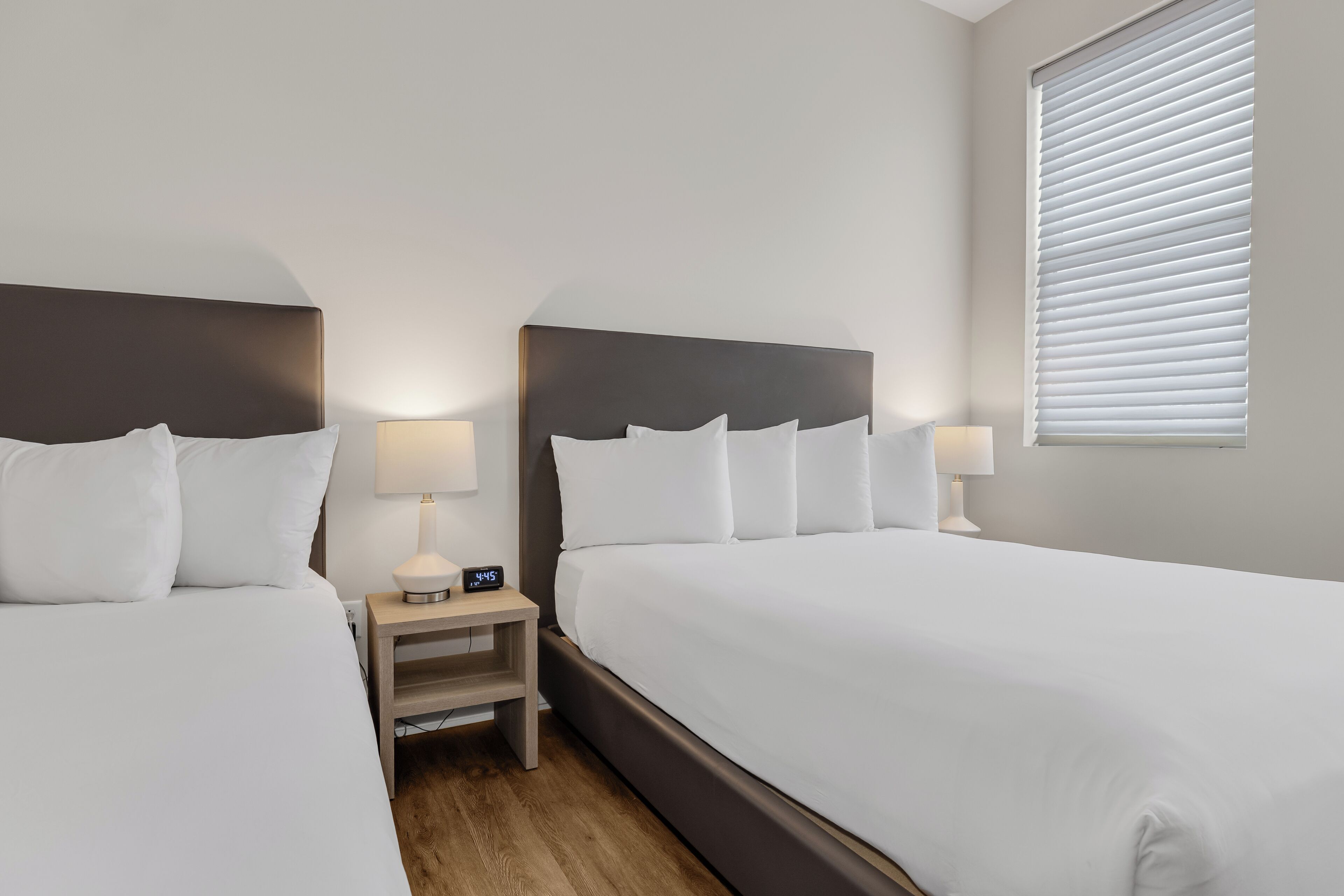 1 bedroom, premium bedding, laptop workspace, soundproofing