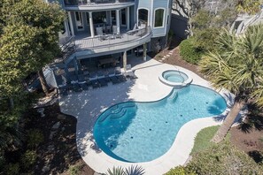 A heated pool - 37 Dune Lane - Island Dream Home, 7 Bedroom Oceanfront (Hilton Head Island)