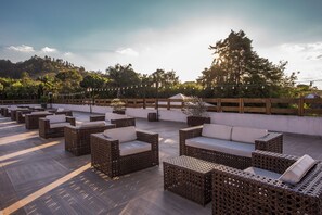 Vue sur la campagne depuis l’hébergement