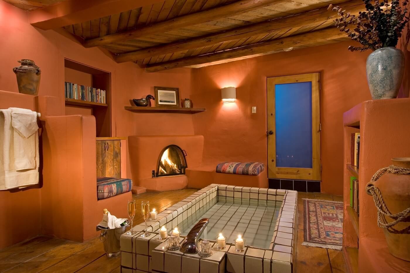 Romantic Suite, 1 Queen Bed, Sauna, Courtyard Area | Deep soaking bathtub
