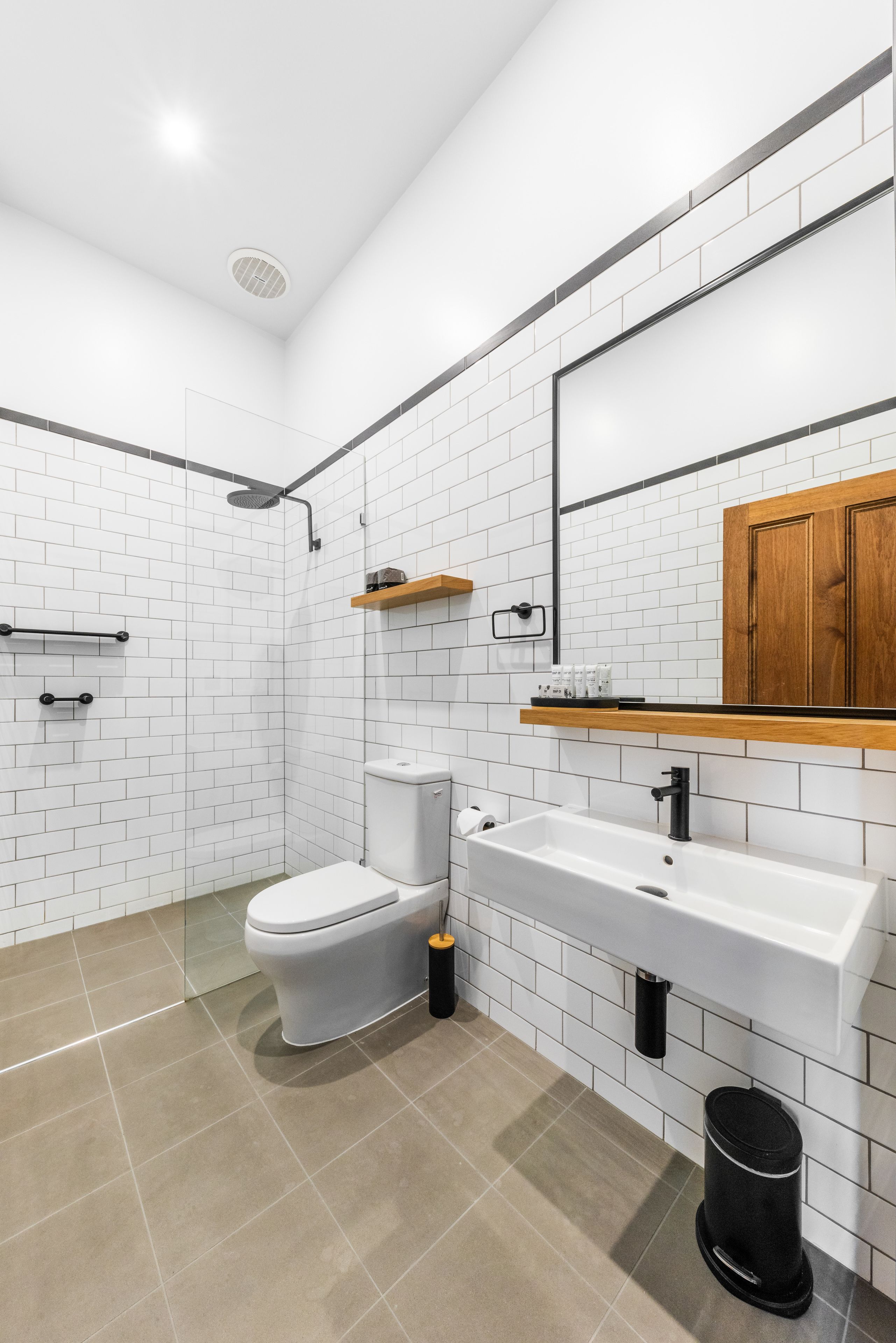 standard studio | bathroom | shower, hair dryer, towels