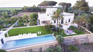 View of the house and pool from above