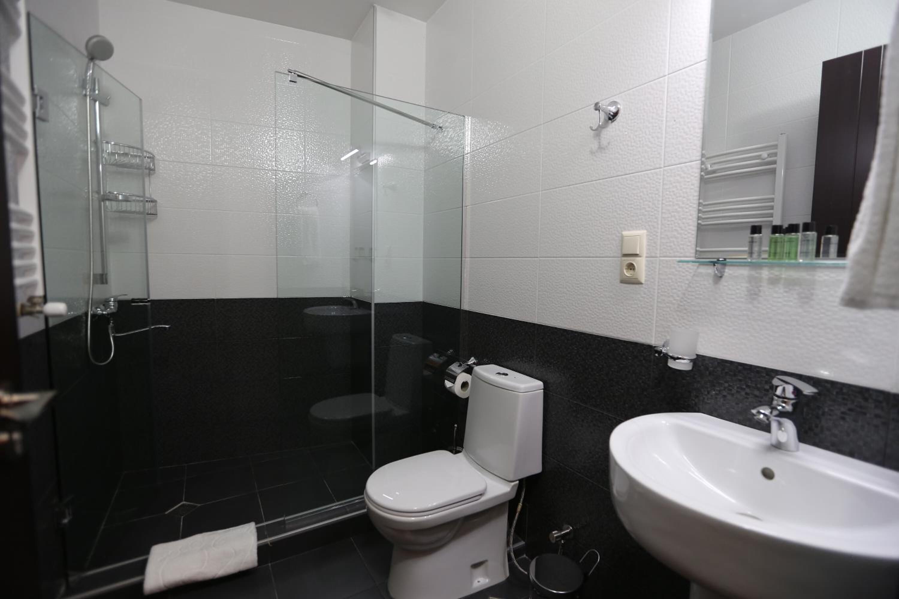 shower, free toiletries, hair dryer, slippers