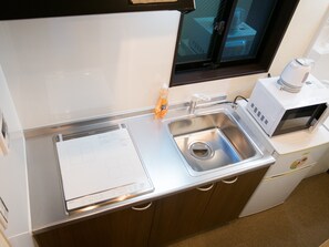 House, 1st Floor | Private kitchenette | Fridge, microwave, stovetop, electric kettle - One More Heart at Kamishichiken 1 (Kyoto)