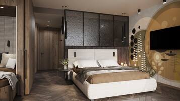 Habitación cuádruple Deluxe, para no fumadores | Ropa de cama hipoalergénica y minibar