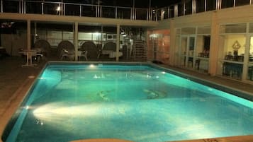 Outdoor pool, open 11:00 AM to 7:00 PM, sun loungers