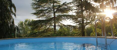 Outdoor pool, sun loungers