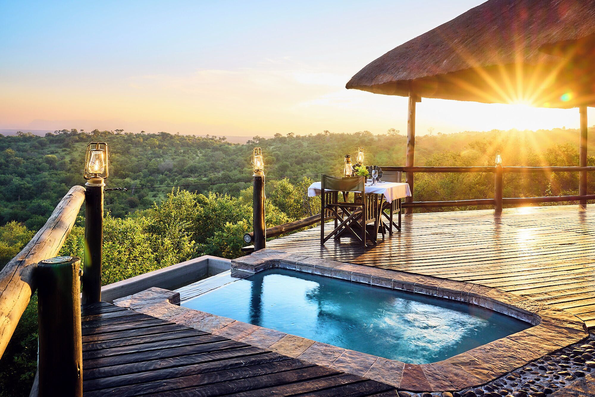 Outdoor pool, pool loungers