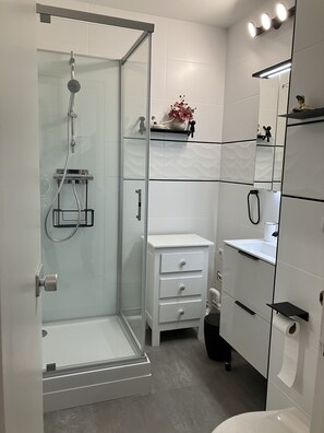 Bathtub, hair dryer, soap