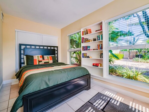 1 bedroom, desk, iron/ironing board, travel crib