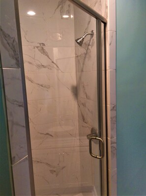 Combined shower/bathtub, hair dryer