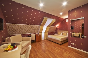 In-room safe, desk, laptop workspace, blackout curtains