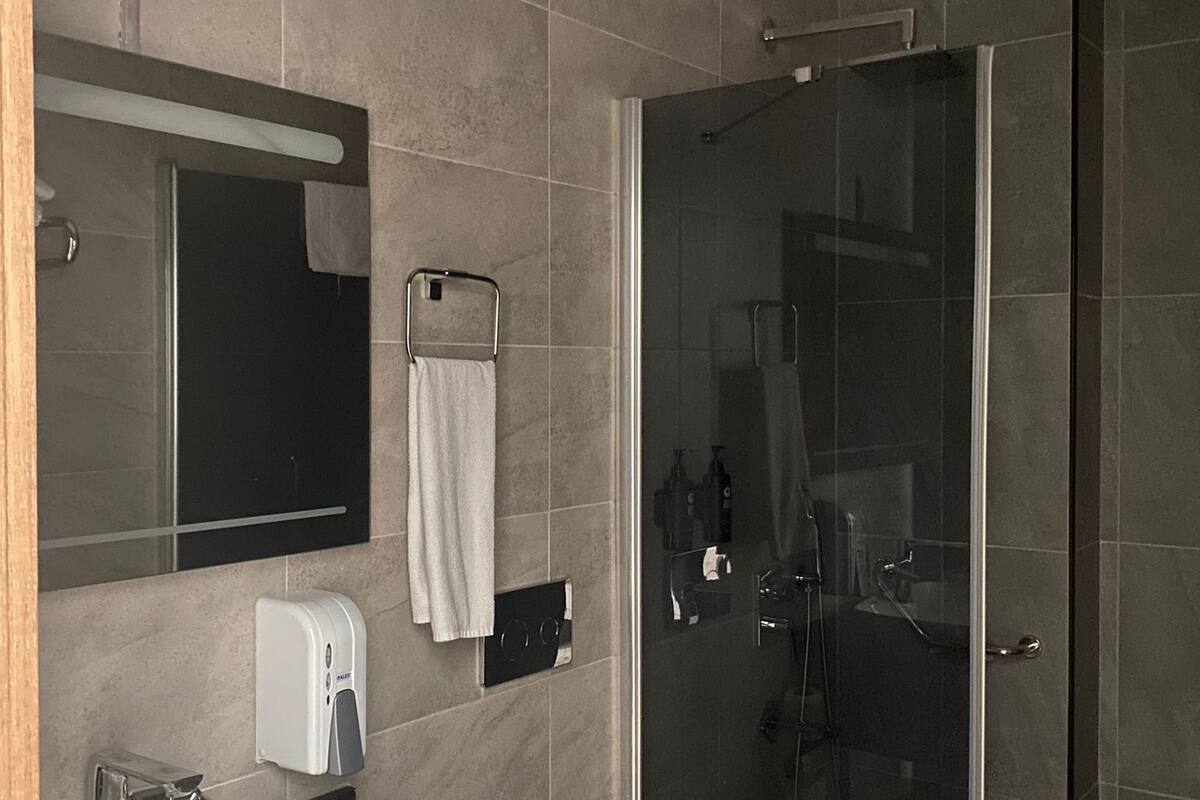 room, 1 double bed, accessible, smoking | bathroom | shower, free toiletries, hair dryer, slippers