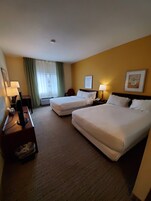 Premium bedding, down comforters, desk, blackout drapes