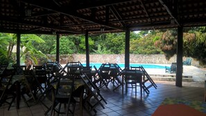 Outdoor pool, sun loungers