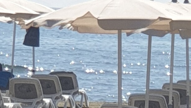 Rows of beach chairs and umbrellas on a sandy beach with the ocean in the background. - Marina's Rooms (Larnaca)