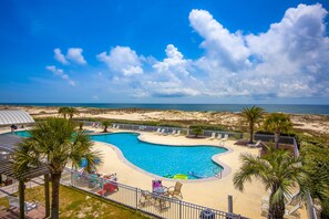 Indoor pool, a heated pool - Waterfront Gulf condo with beach access, shared pool (Fort Morgan)