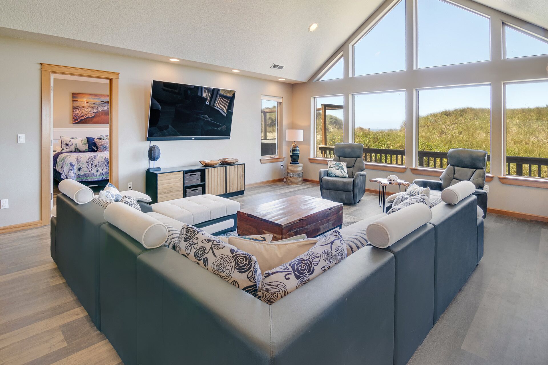 TV, DVD player, foosball, table tennis