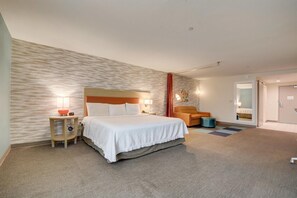 Studio, 1 King Bed, Accessible (Hearing) | Living area | 50-inch flat-screen TV with cable channels, TV