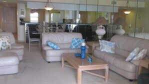 Room | Living room | TV - Direct Oceanfront with Superior Ocean Views - 2 BR 2 BA - Grand Coquina 1202 (Daytona Beach Shores)