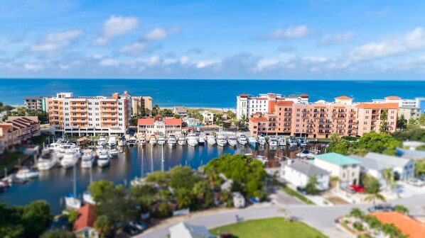 Stunning marina views surround this waterfront residence, offering a tranquil atmosphere and access to the sea.