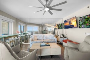 TV, DVD player, stereo