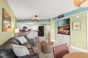TV, DVD player, stereo