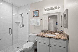 Bathtub, hair dryer, towels