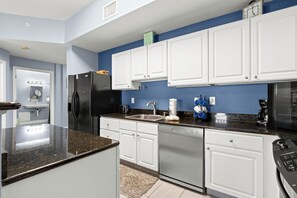 Fridge, microwave, oven, stovetop - Madeira Bay Resort #501 – One-Bedroom Condo with Balcony & Pet-Friendly Comfort (Madeira Beach)