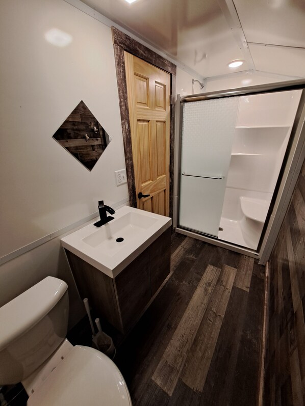 Shower, soap, toilet paper