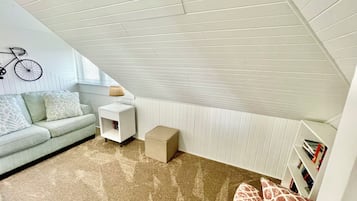 Smart TV, chimenea y libros