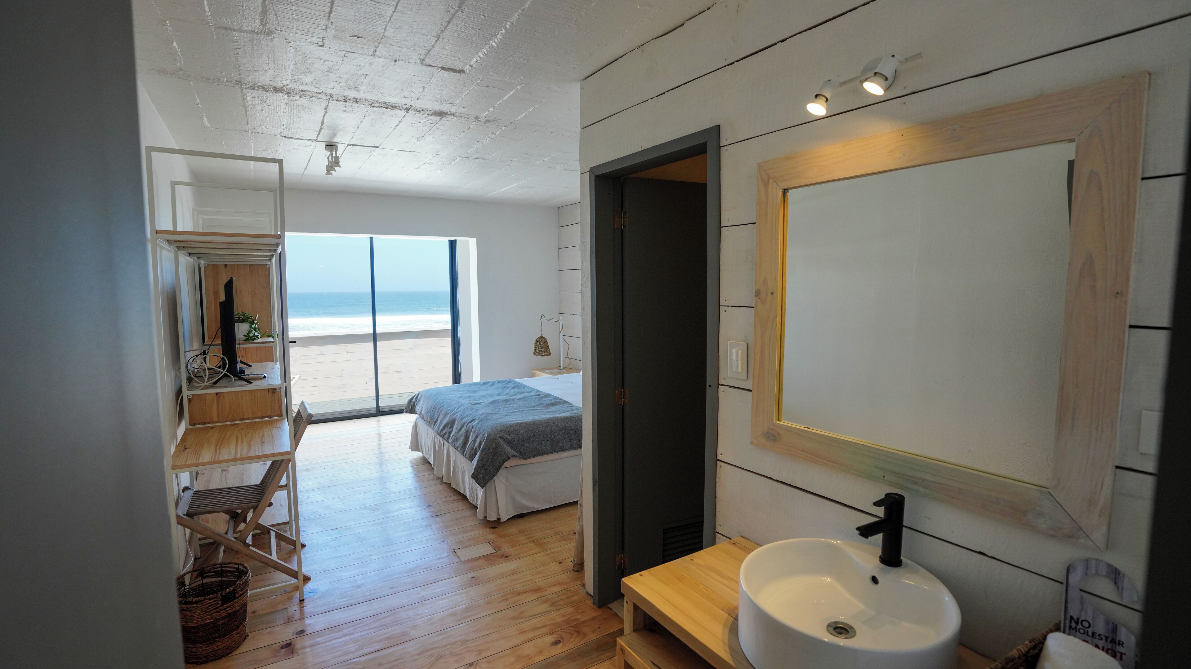 individually decorated, desk, laptop workspace, blackout curtains