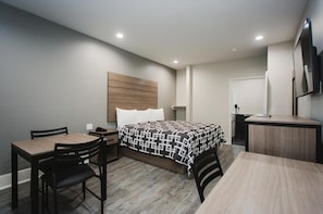 Desk, blackout drapes, iron/ironing board, free WiFi