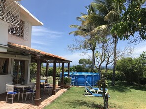 Outdoor pool, pool loungers