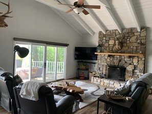 Smart TV, chimenea, videojuegos y reproductor de DVD 