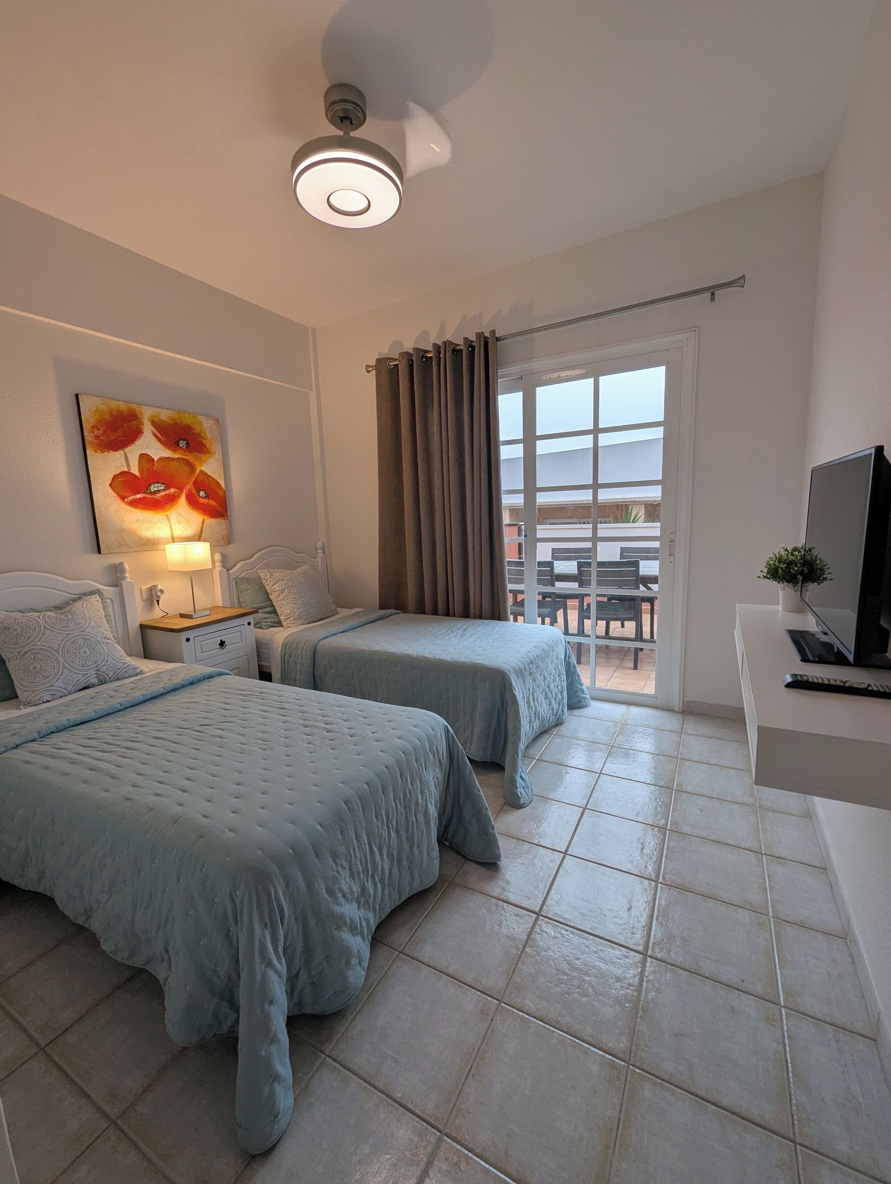 2 bedrooms, in-room safe, iron/ironing board, travel cot