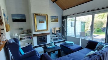 Fernseher, Kamin, Tischtennisplatte, Bücher