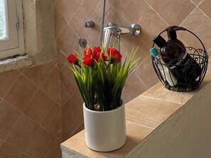 Sèche-cheveux, serviettes fournies