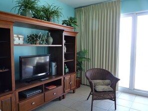 Smart TV, DVD player, books, stereo